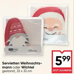 Maximarkt Servietten Weihnachts- mann oder Wichtel Angebot