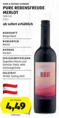 Hofer PURE REBENSFREUDE MERLOT Angebot