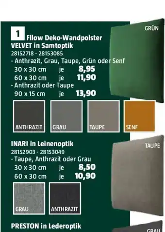 Bauhaus Fllow wandpolster velvet Angebot