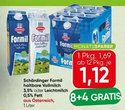 Spar Schärdinger Formil haltbare Vollmilch 3,5% oder Leichtmilch 0,5% Fett Angebot