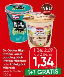 Spar Dr. Oetker High Protein Pudding Angebot
