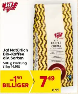 Billa Ja! Natürlich Bio Kaffee Angebot