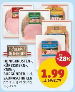 PENNY HONIGKRUSTEN-, KÜRBISKERN-, KREN-, BURGUNDER- od. SAUNASCHINKEN Angebot