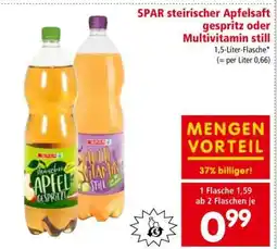 Interspar SPAR steirischer Apfelsaft gespritzt oder Multivitamin still Angebot