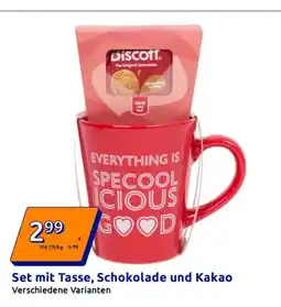Action Set mit Tasse, Schokolade und Kakao Angebot