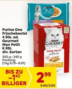Billa Purina One Frischebeutel od. Gourmet Mon Petit Angebot