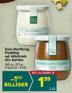 Billa Zum Dorfkrug Pudding od. Milchreis div. Sorten Angebot