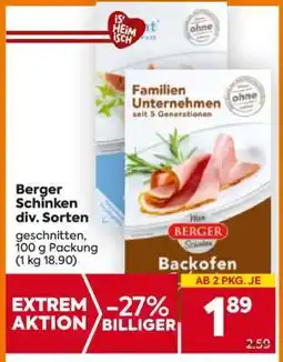 Billa Berger Schinken div. Sorten Angebot