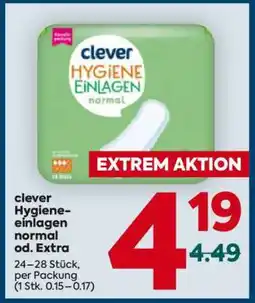 Billa clever Hygieneeinlagen normal od. Extra Angebot