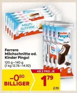 Billa Ferrero Milchschnitte od. Kinder Pingui Angebot