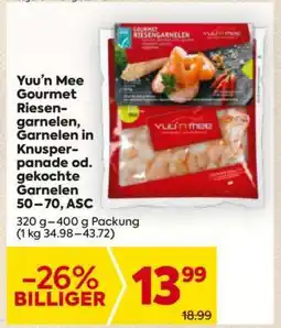 Billa Yuu’n Mee Gourmet Riesengarnelen, Garnelen in Knusperpanade od. gekochte Garnelen 50–70, ASC Angebot