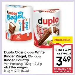 Maximarkt Duplo Classic oder White, Kinder Riegel, 10er oder Kinder Country Angebot