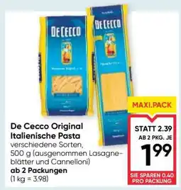 Maximarkt De Cecco Original Italienische Pasta Angebot
