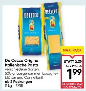 Maximarkt De Cecco Original Italienische Pasta Angebot