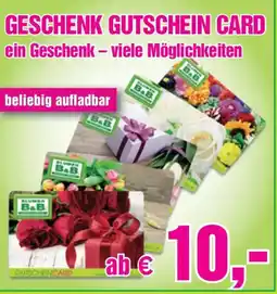 Blumen B&B Geschenk gutschein card Angebot