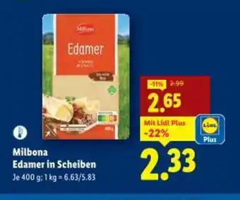 Lidl Milbona Edamer in Scheiben Angebot