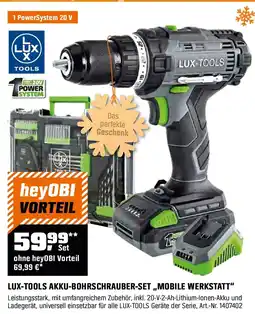 OBI Lux-tools akku-bohrschrauber-set,,mobile werkstatt Angebot