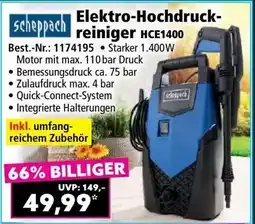 Norma scheppach Elektro-Hochdruck- reiniger HCE1400 Angebot