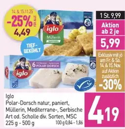 Sutterlüty Iglo polar-dorsch natur, paniert, müllerin, mediterrane-, serbische art od. scholle div. sorten, msc Angebot