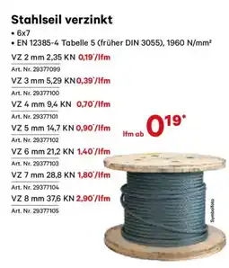 Lagerhaus Stahlseil verzinkt Angebot