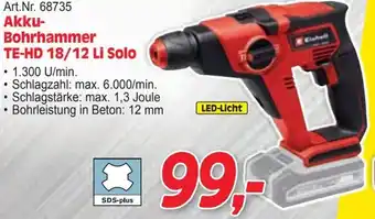 Akku- Bohrhammer TE-HD 18/12 Li Solo