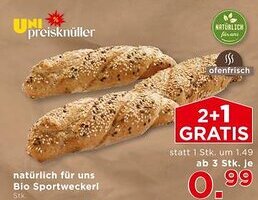 Unimarkt natürlich für uns Bio Sportweckerl Angebot