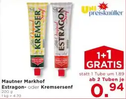 Unimarkt Mautner Markhof Estragon- oder Kremsersenf Angebot