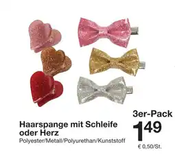 Zeeman Haarspange mit Schleife oder Herz Angebot
