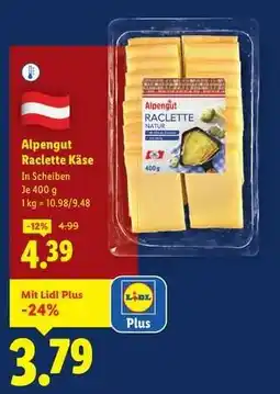 Lidl Alpengut Raclette Käse Angebot