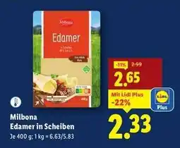 Lidl Milbona Edamer in Scheiben Angebot