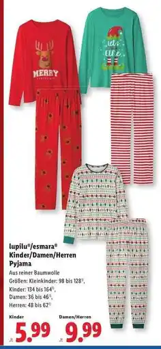 Lidl lupilu /esmara Kinder/Damen/Herren Pyjama Angebot