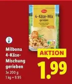 Lidl Milbona 4-Käse-Mischung gerieben Angebot