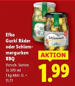 Lidl Efko Gurki Räder oder Schlem- mergurken BBQ Angebot