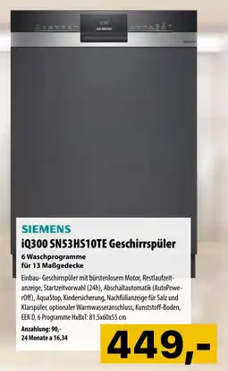 Cosmos SIEMENS iQ300 SN53HS10TE Geschirrspüler Angebot