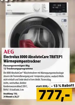 Cosmos AEG Electrolux 8000 AbsoluteCare TR8TEP1 Wärmepumpentrockner Angebot