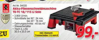 Zgonc Akku-Fliesenschneidmaschine TE-TC 18/115 Li Solo Angebot