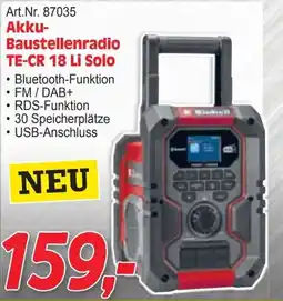 Zgonc Akku- Baustellenradio TE-CR 18 Li Solo Angebot