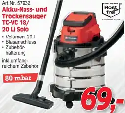 Zgonc Akku-Nass- und Trockensauger TC-VC 18/ 20 Li Solo Angebot