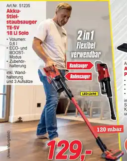 Zgonc Art.Nr. 51235 Akku- Stiel- staubsauger TE-SV 18 Li Solo Angebot