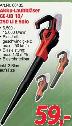 Zgonc Art.Nr. 66435 Akku-Laubbläser GE-UB 18/ 250 Li E Solo Angebot