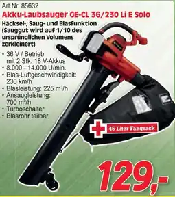 Zgonc Akku-Laubsauger GE-CL 36/230 Li E Solo Angebot