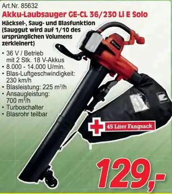Akku-Laubsauger GE-CL 36/230 Li E Solo