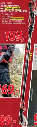 Zgonc Art.Nr. 78835 Akku-Astschere mit Teleskopstiel GP-LS 18/28 Li T BL Solo Angebot