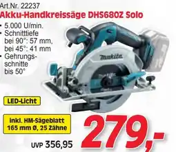 Zgonc Art.Nr. 22237 Akku-Handkreissäge DHS680Z Solo Angebot