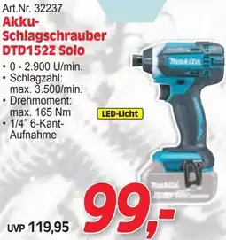 Zgonc Art.Nr. 32237 Akku- Schlagschrauber DTD152Z Solo Angebot