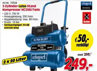 Art.Nr. 70534 2-Zylinder-Leise-Stand Kompressor HC20Si-Twin