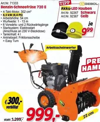 Zgonc Art.Nr. 71333 Benzin-Schneefräse 720 E Angebot