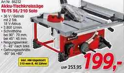 Zgonc Art.Nr. 86232 Akku-Tischkreissäge TE-TS 36/210 Solo Angebot
