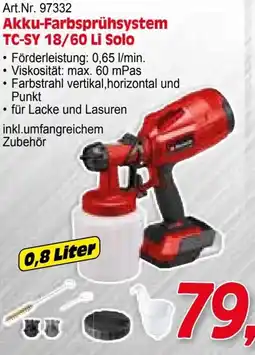 Zgonc Art.Nr. 97332 Akku-Farbsprühsystem TC-SY 18/60 Li Solo Angebot