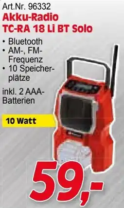 Zgonc Art.Nr. 96332 Akku-Radio TC-RA 18 Li BT Solo Angebot